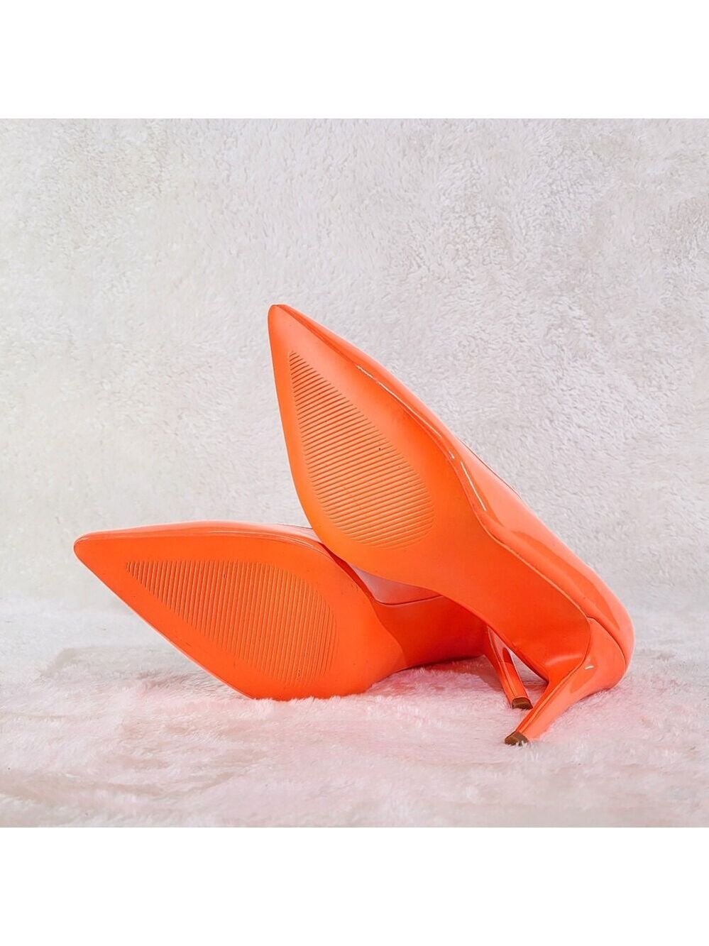 NIB Fabio Neon Orange Patent 4" High Heel Shoes Pointy Toe Pump US Ladies 7-13 - Picture 8 of 9